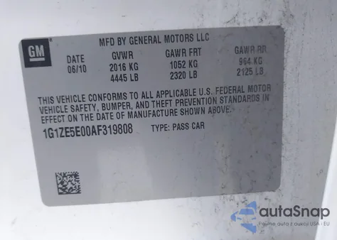 2010 Chevrolet Malibu Ltz from USA, damaged, VIN 1G1ZE5E00AF319808